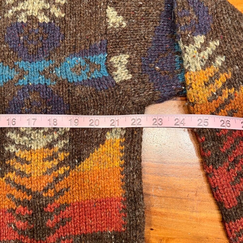 Hand Knit LAUREN Ralph Lauren Wool Blend Southwest Indian Aztec Sweater LRG - Picture 9 of 15